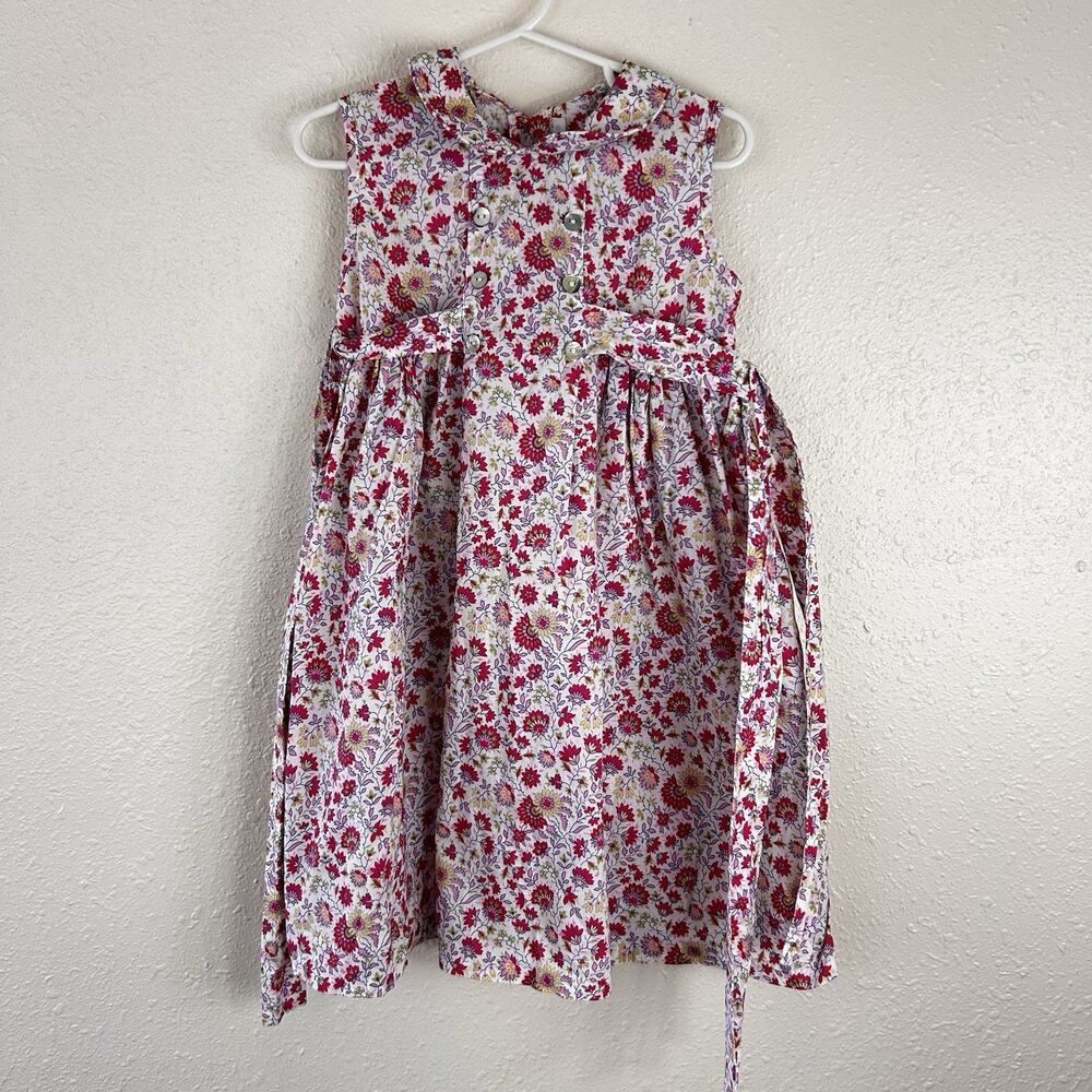 Floral Elephantito Girls Flower Spring Dress Size 4 Years 100% Cotton Bows